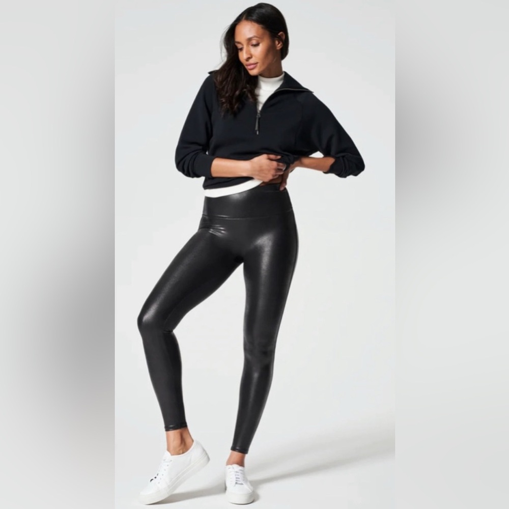SPANX SPANXshape™ Faux Leather Leggings Black‎ Size X Large